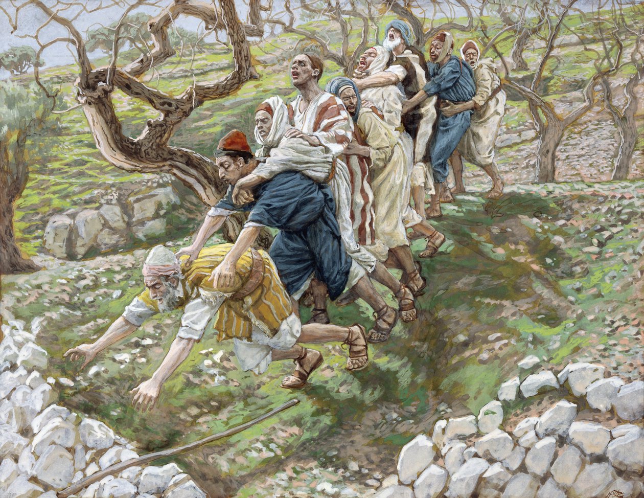المكفوفين يقود المكفوفين ، توضيح لحياة المسيح ، c.1886-94 (مرحاض وغواش على ورق مقوى) بواسطة جيمس جاك جوزيف تيسو