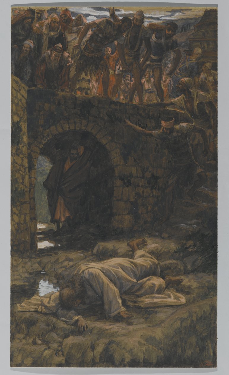 بروك كيدرون. سوف يشرب من بروك على الطريق ، توضيح لحياة المسيح ، c.1886-94 (مرحاض وغواش على ورق مقوى) بواسطة جيمس جاك جوزيف تيسو