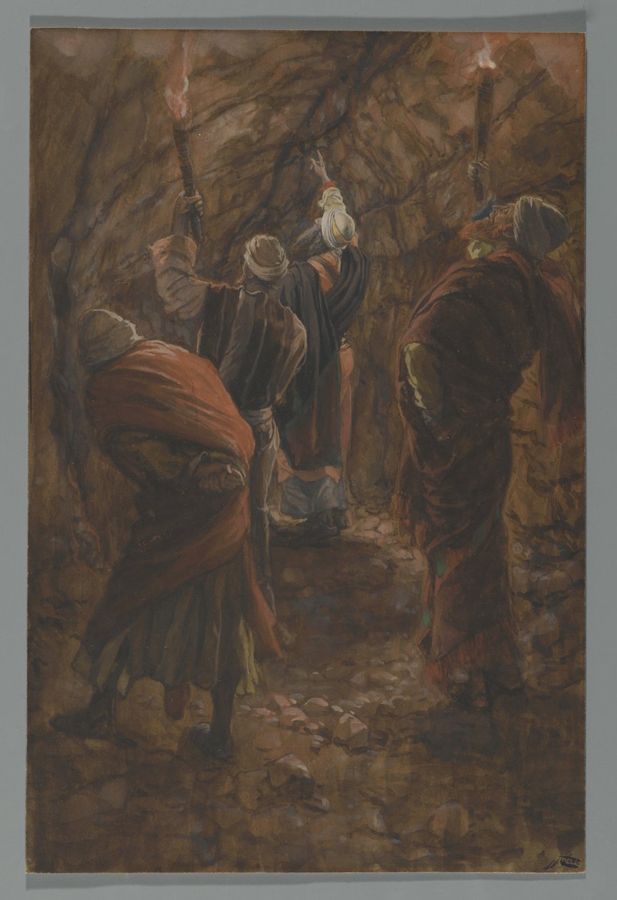 الهوة في الصخرة في الكهف تحت الجلجلة ، رسم توضيحي من حياة ربنا يسوع المسيح ، 1886-1894 (مرحاض فوق الجرافيت على الورق) بواسطة جيمس جاك جوزيف تيسو