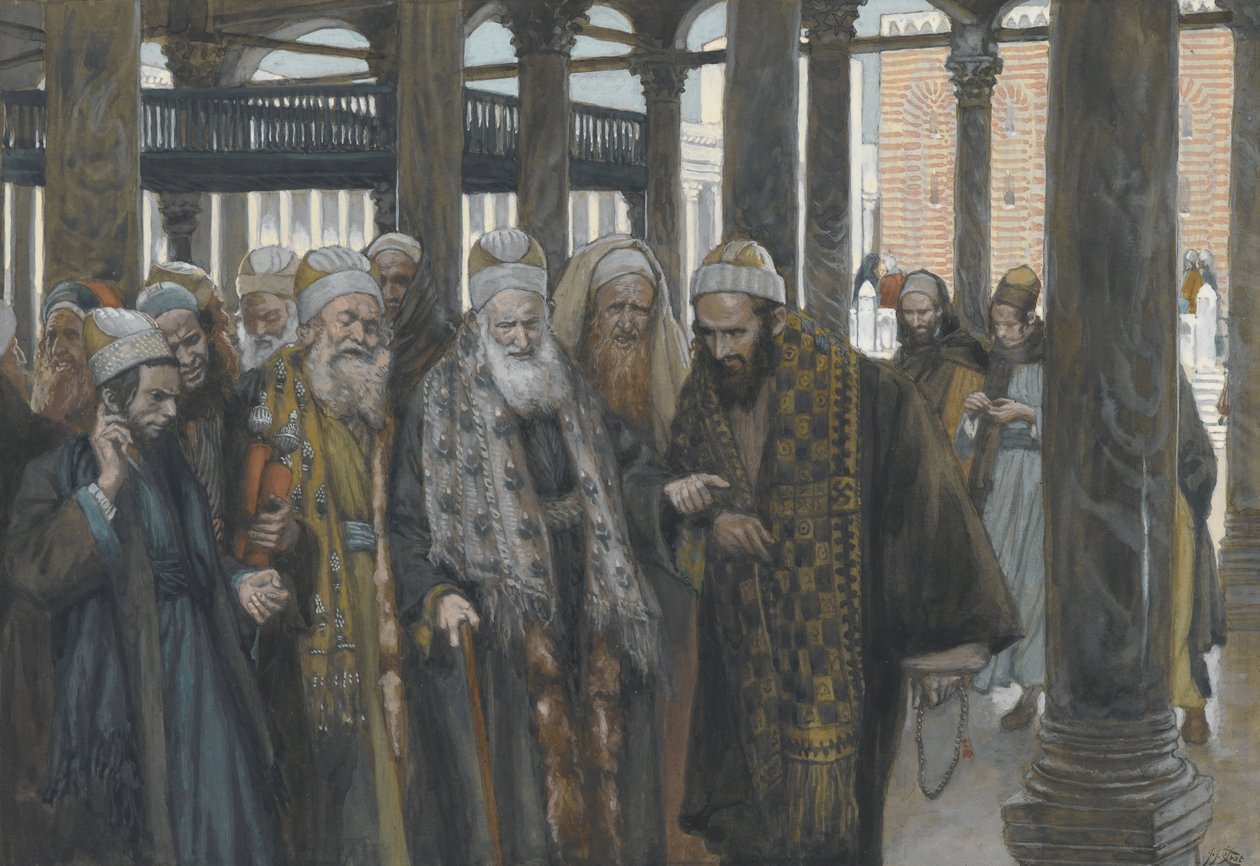 رؤساء الكهنة يأخذون المحاميين معًا ، توضيح من حياة ربنا يسوع المسيح ، 1886-1894 (مرحاض على الجرافيت على الورق) بواسطة جيمس جاك جوزيف تيسو
