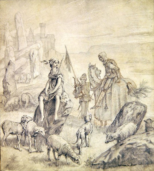 زوجة الصليبي ، من أغنية بريتون ، حوالي 1870 (قلم رصاص وغسل على لوح جيسو) بواسطة جيمس جاك جوزيف تيسو