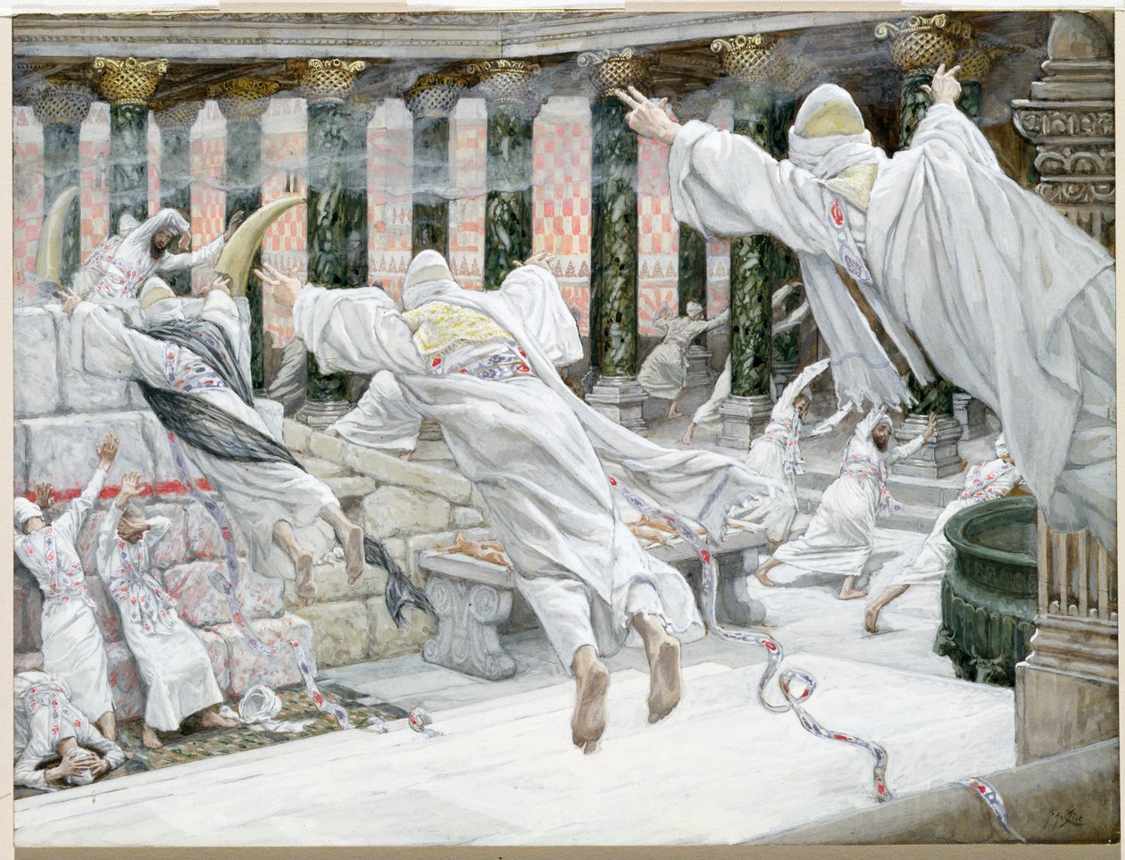 يظهر الموتى في الهيكل ، توضيح لحياة المسيح ، c.1886-96 (غواش على ورق مقوى) بواسطة جيمس جاك جوزيف تيسو