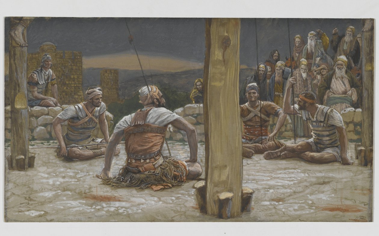 جلس الحراس الأربعة وشاهدوه ، توضيح من حياة ربنا يسوع المسيح ، 1886-1894 (مرحاض على الجرافيت على الورق) بواسطة جيمس جاك جوزيف تيسو