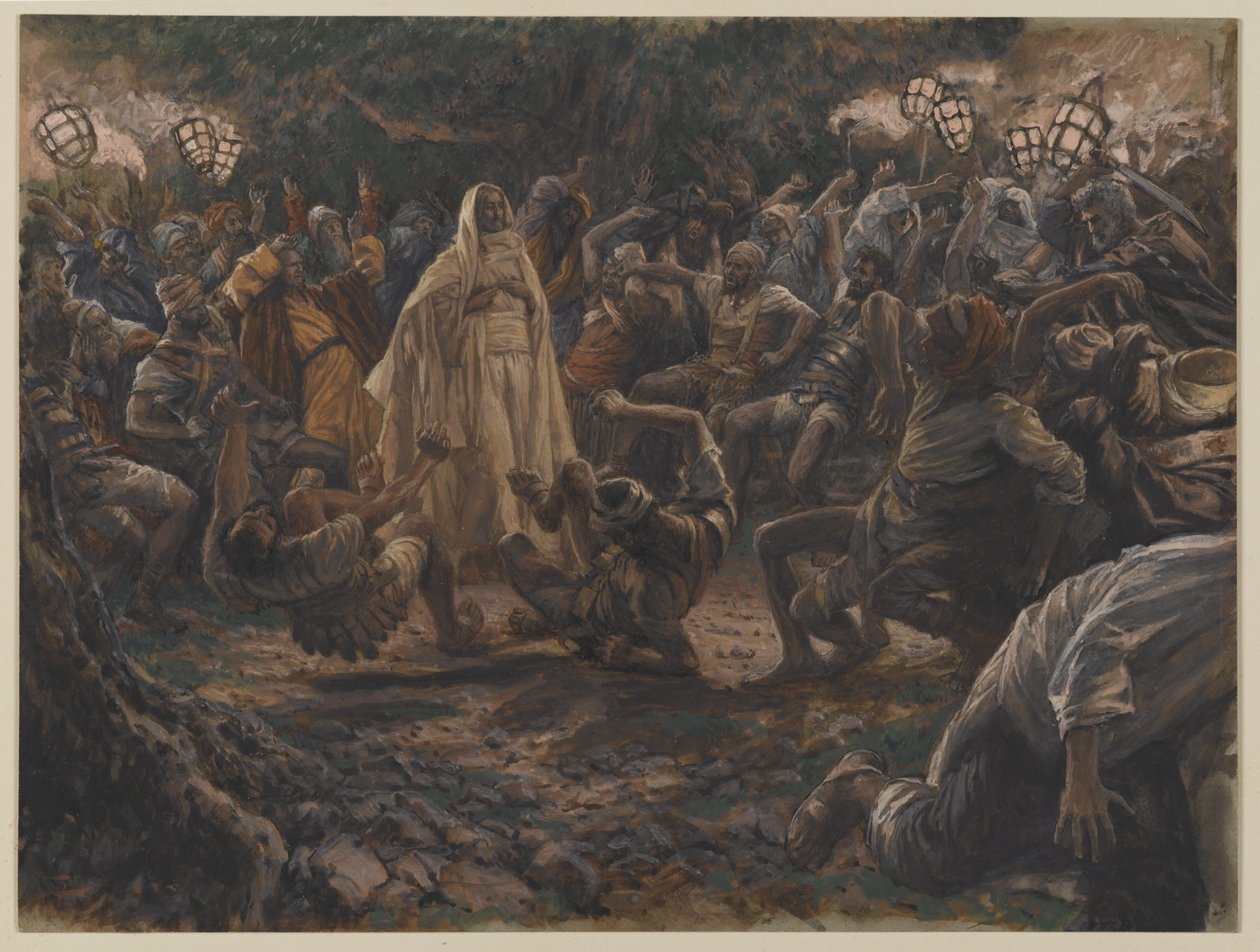 الحرس يتراجع إلى الوراء ، رسم توضيحي من حياة ربنا يسوع المسيح ، 1886-1894 (مرحاض فوق الجرافيت على الورق) بواسطة جيمس جاك جوزيف تيسو