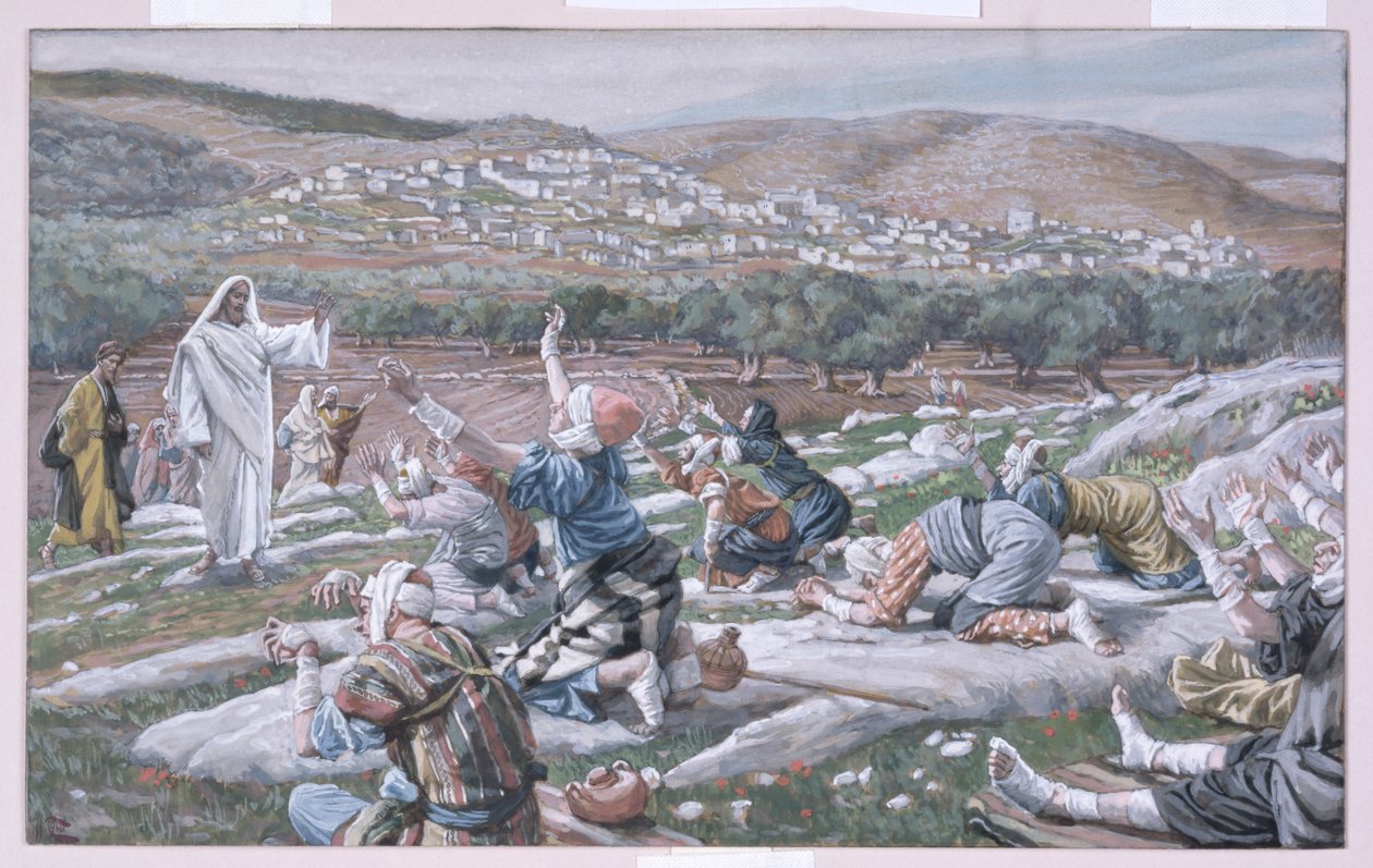 شفاء البرص ، رسم توضيحي لحياة المسيح ، c.1886-94 (مرحاض وغواش على ورق مقوى) بواسطة جيمس جاك جوزيف تيسو
