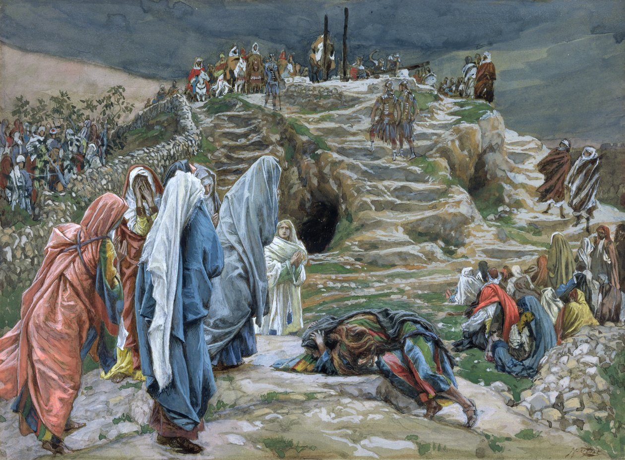 المرأة المقدسة تقف بعيدًا عن النظر إلى ما تم عمله ، توضيح لحياة المسيح ، c.1886-94 (مرحاض وغواش على ورق مقوى) بواسطة جيمس جاك جوزيف تيسو