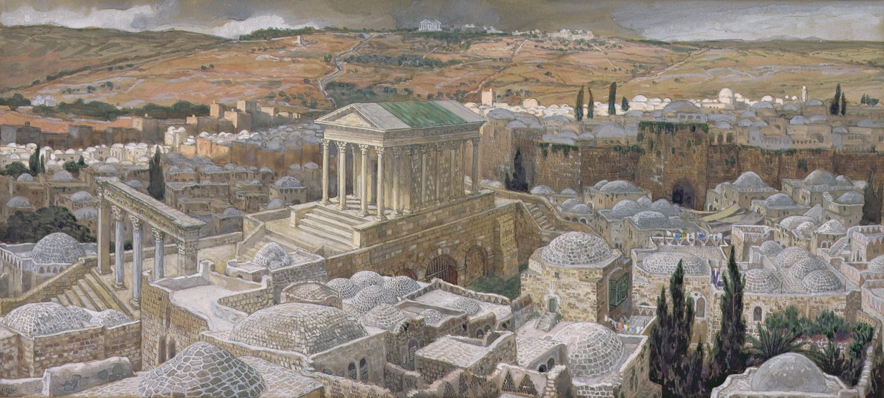 المعبد الوثني الذي بناه هادريان على موقع الجلجلة ، توضيح لحياة المسيح ، c.1886-94 (مرحاض وغواش على ورق مقوى) بواسطة جيمس جاك جوزيف تيسو