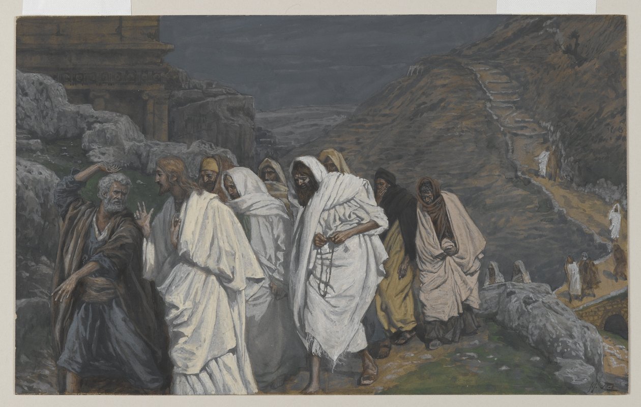 احتجاجات القديس بطرس ، توضيح من حياة ربنا يسوع المسيح ، 1886-1894 (مرحاض على الجرافيت على الورق) بواسطة جيمس جاك جوزيف تيسو