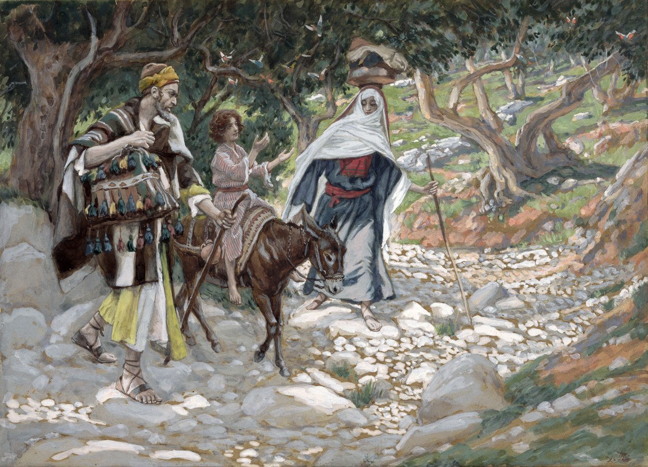 العودة من مصر ، رسم توضيحي لحياة المسيح ، c.1886-94 (مرحاض وغواش على ورق مقوى) بواسطة جيمس جاك جوزيف تيسو