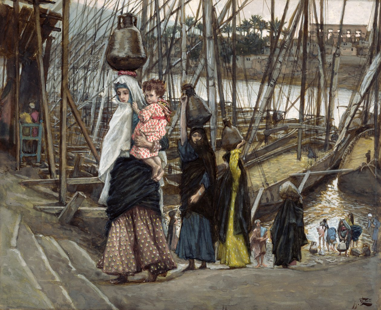 The Sojourn ، مصر ، رسم توضيحي لحياة المسيح ، c.1886-94 (مرحاض وغواش على ورق مقوى) بواسطة جيمس جاك جوزيف تيسو