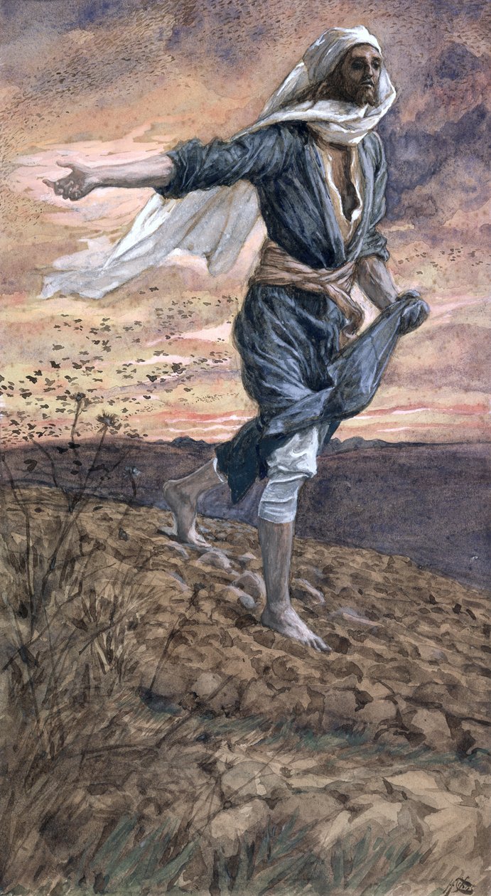 الزارع ، توضيح لحياة المسيح ، c.1886-94 (مرحاض وغواش على ورق مقوى) بواسطة جيمس جاك جوزيف تيسو