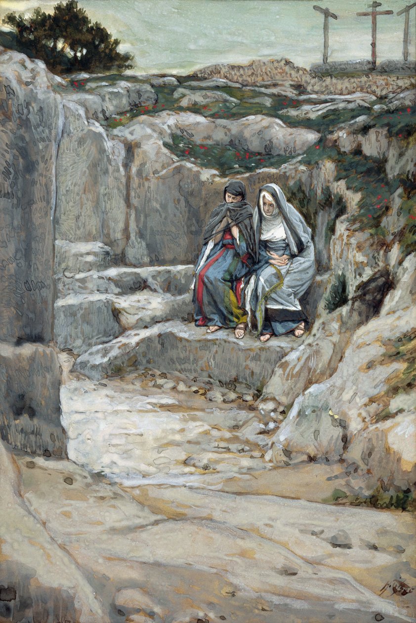 The Mary Marys Watch the Tomb ، توضيح لحياة المسيح ، c.1886-94 (مرحاض وغواش على ورق مقوى) بواسطة جيمس جاك جوزيف تيسو