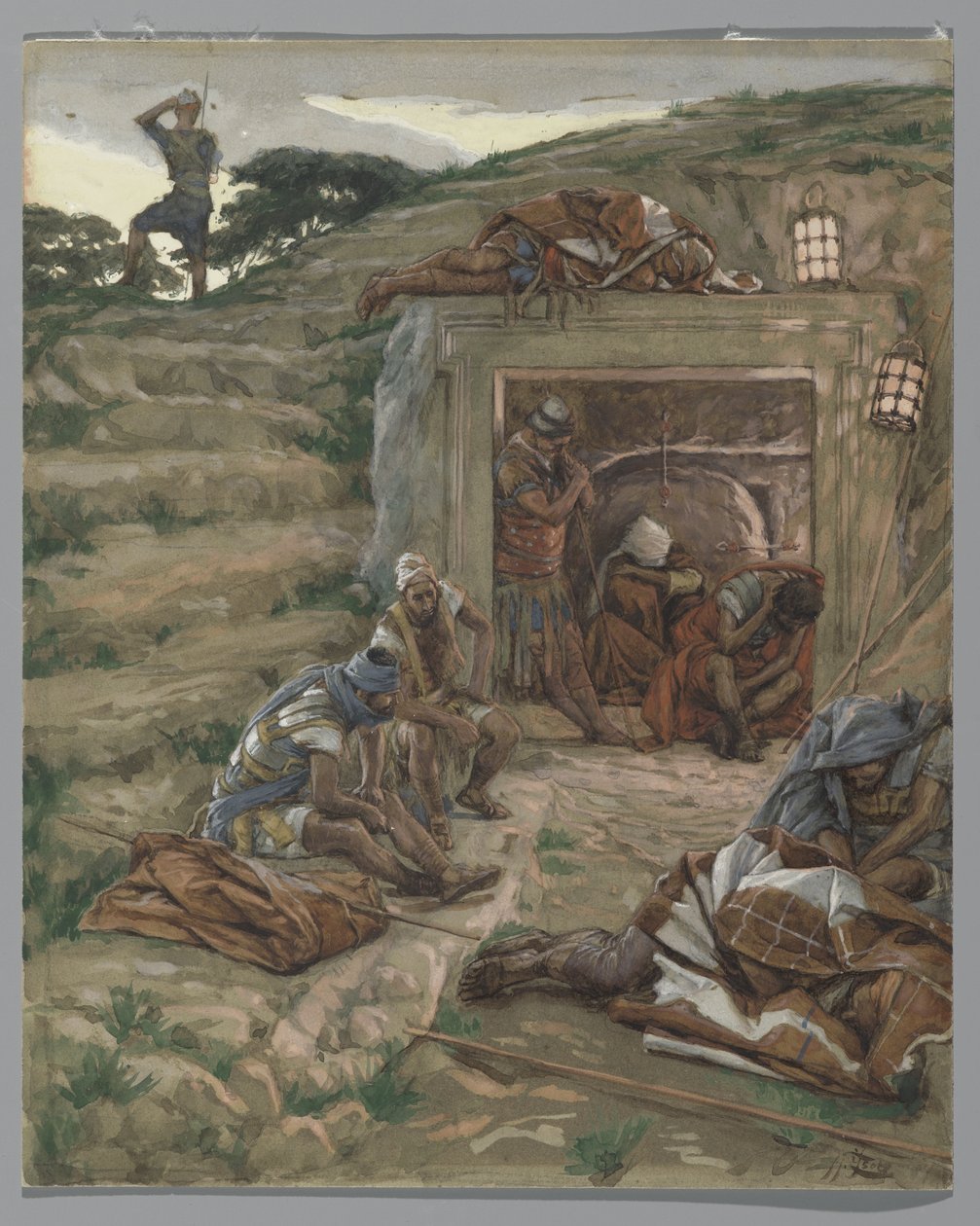 The Watch Over the Tomb ، صورة توضيحية من حياة ربنا يسوع المسيح ، 1886-1894 (مرحاض فوق الجرافيت على الورق) بواسطة جيمس جاك جوزيف تيسو