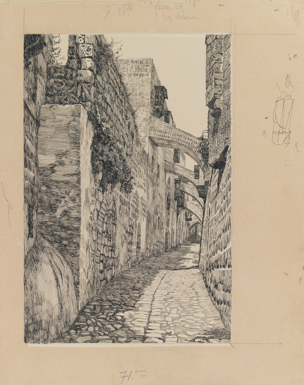 عبر Dolorosa ، القدس ، رسم توضيحي من حياة ربنا يسوع المسيح (حبر وجرافيت على ورق مقوى) بواسطة جيمس جاك جوزيف تيسو