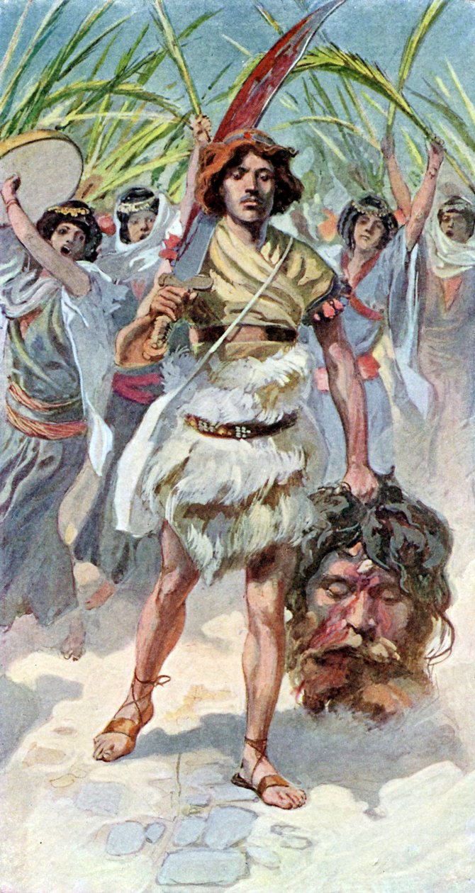 داود يأخذ رأس جالوت إلى القدس - الكتاب المقدس بواسطة جيمس جاك جوزيف بعد تيسو