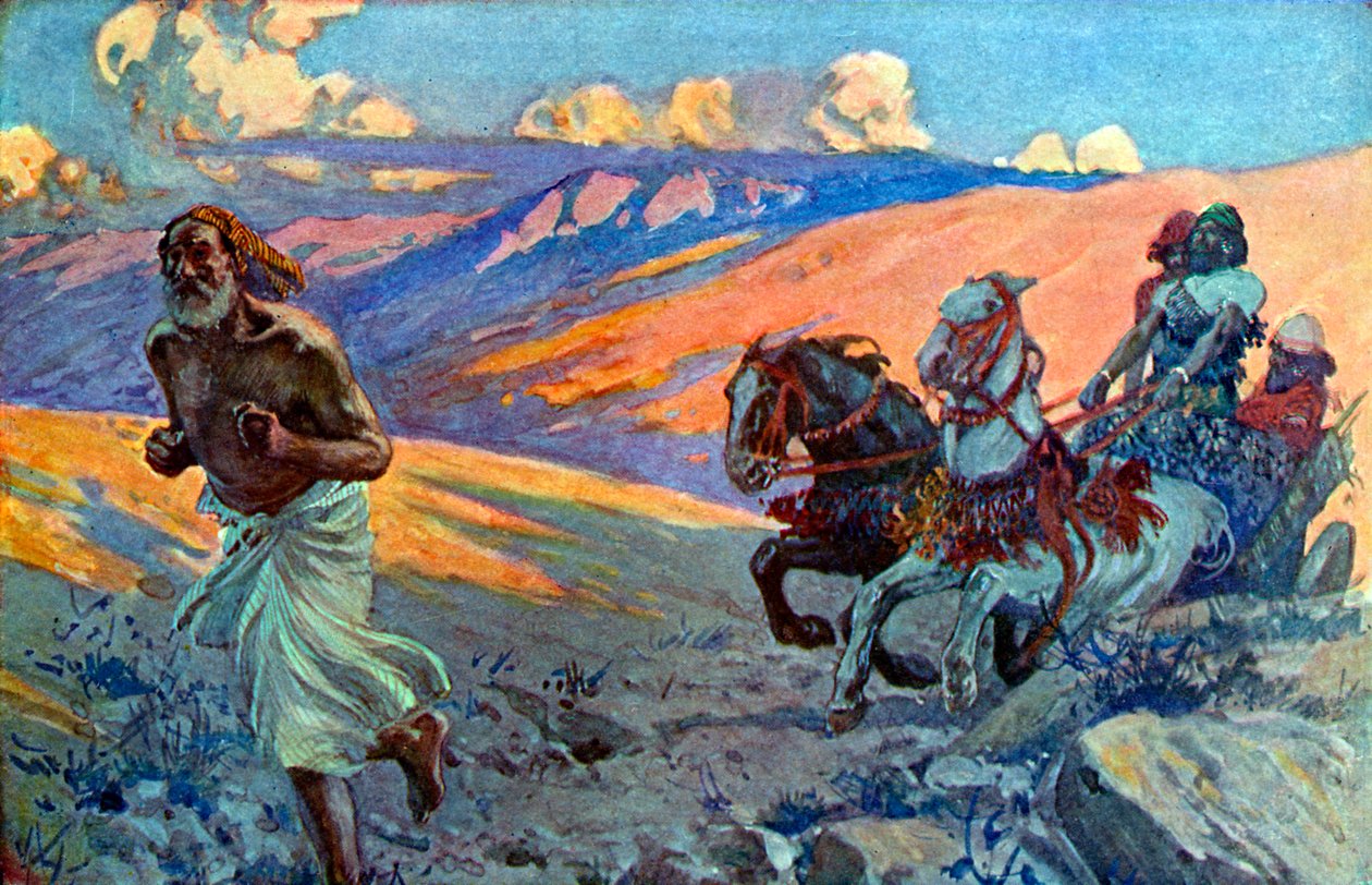 يعمل إيليا أمام عربة أخآب - الكتاب المقدس بواسطة جيمس جاك جوزيف بعد تيسو
