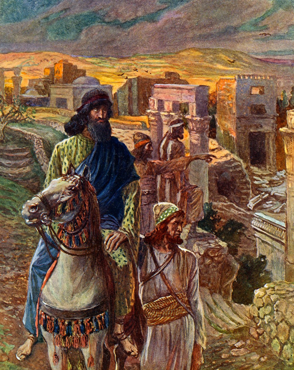 ينظر نحميا إلى أنقاض القدس - الكتاب المقدس بواسطة جيمس جاك جوزيف بعد تيسو