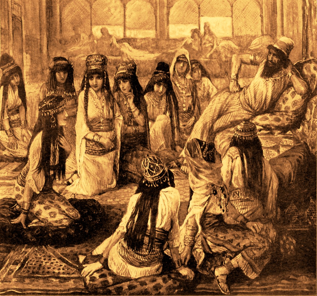 سليمان وحريمه بقلم J James Tissot - الكتاب المقدس (كتاب الملوك) بواسطة جيمس جاك جوزيف بعد تيسو
