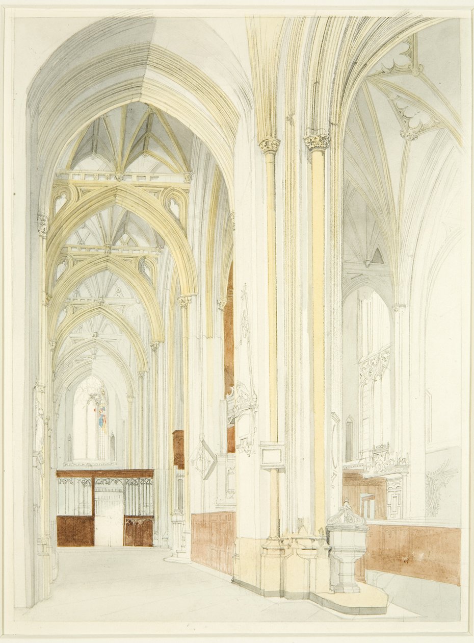Interior of Bristol Cathedral (unfinished) بواسطة جيمس جونسون