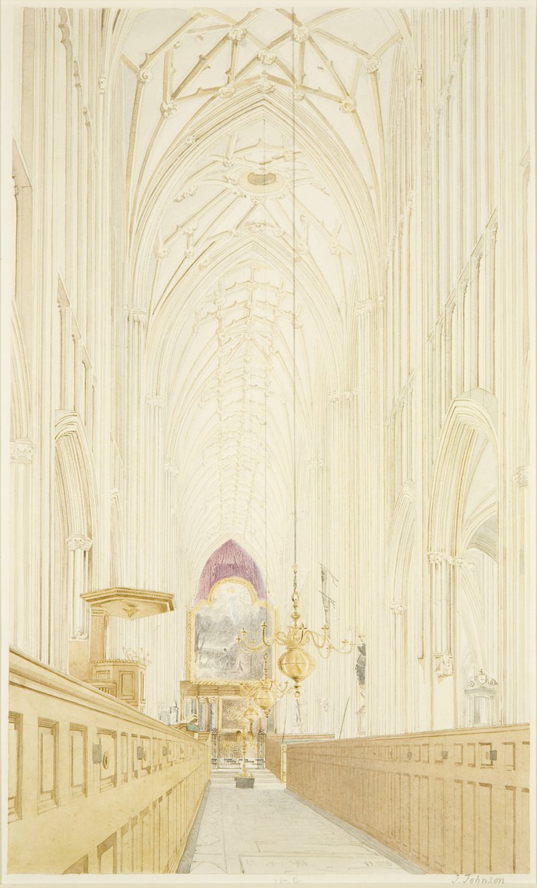 Nave of St Mary Redcliffe, looking East with the Hogarth Altarpiece بواسطة جيمس جونسون