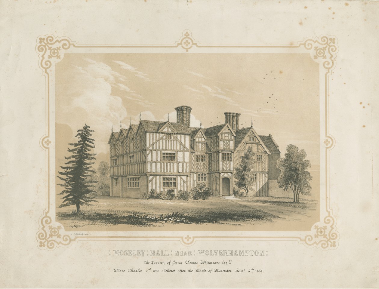 Bushbury - Moseley Old Hall: lithograph، nd [؟ 18th cent] بواسطة جيمس كيلواي كولينج
