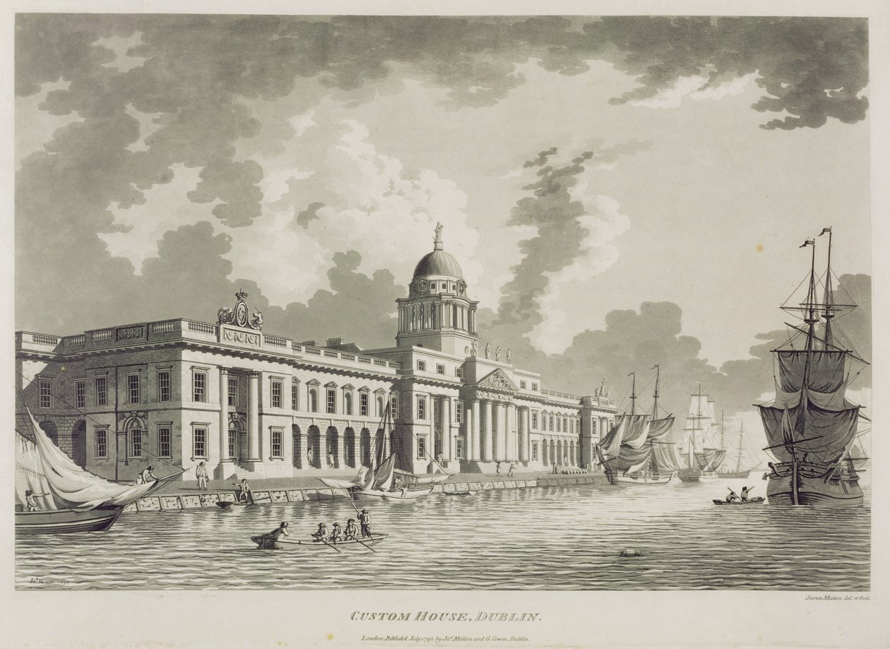 The Custom House ، دبلن ، 1792 بواسطة جيمس مالتون