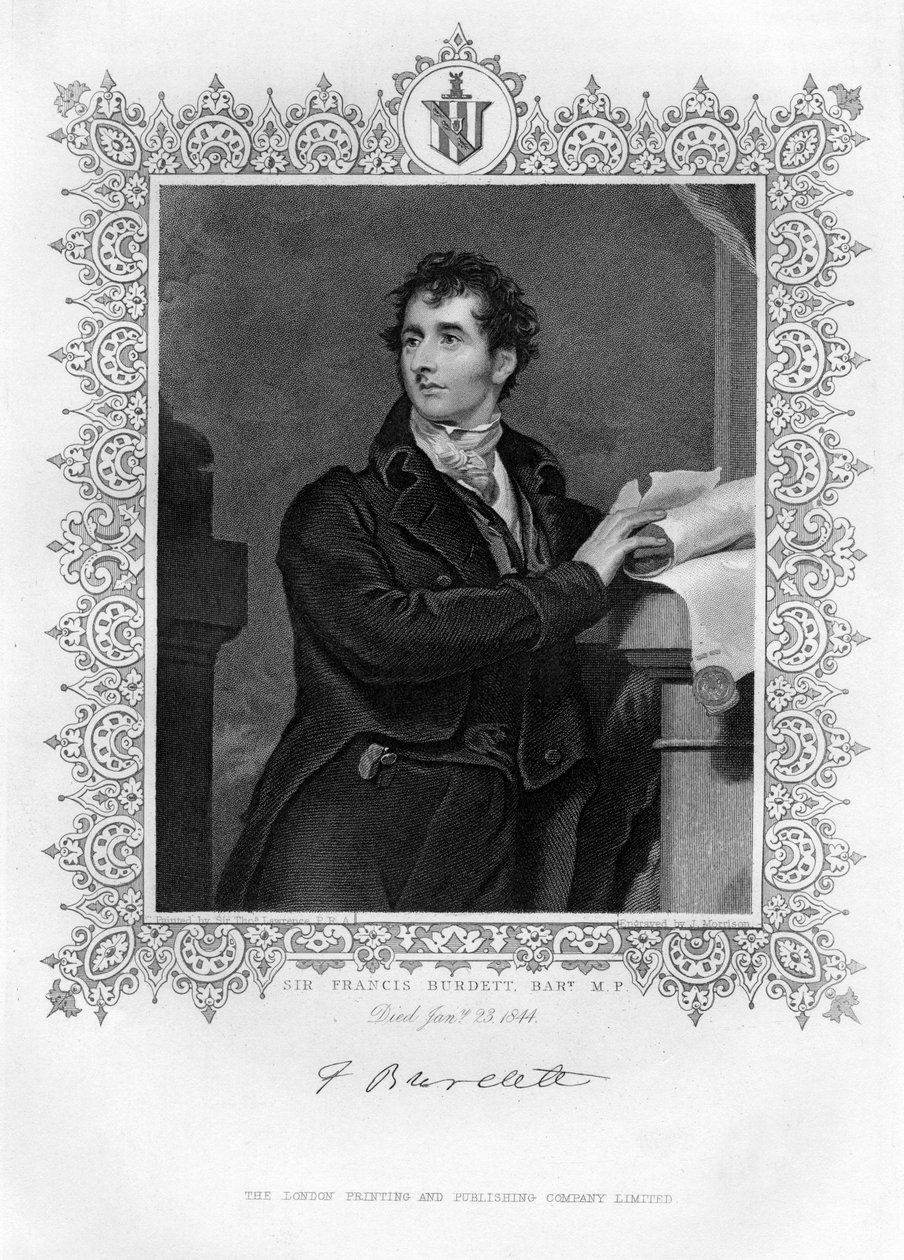 السير فرانسيس بورديت 1770-1844 ، سياسي إصلاحي إنجليزي ، القرن التاسع عشر. بواسطة جيمس موريسون