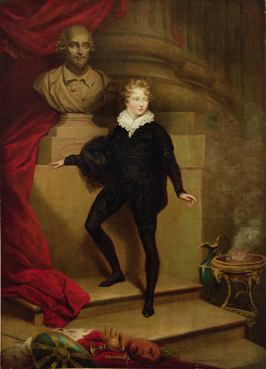 سيد بيتي مثل هاملت قبل تمثال نصفي شكسبير ، c.1804-06 بواسطة جيمس نورثكوت
