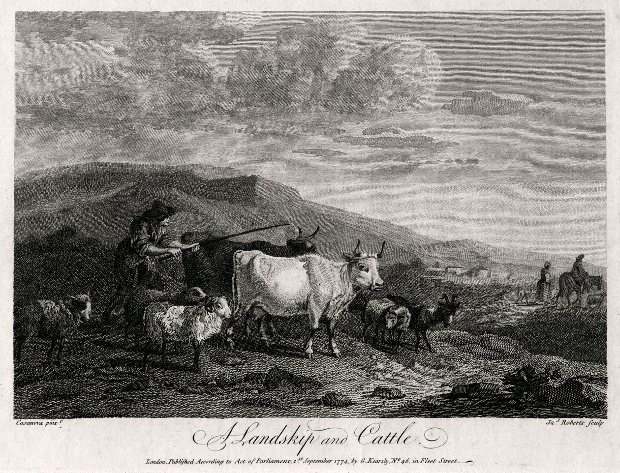 أ. لاندسكيب وماشية ، 1774. بواسطة جيمس روبرتس