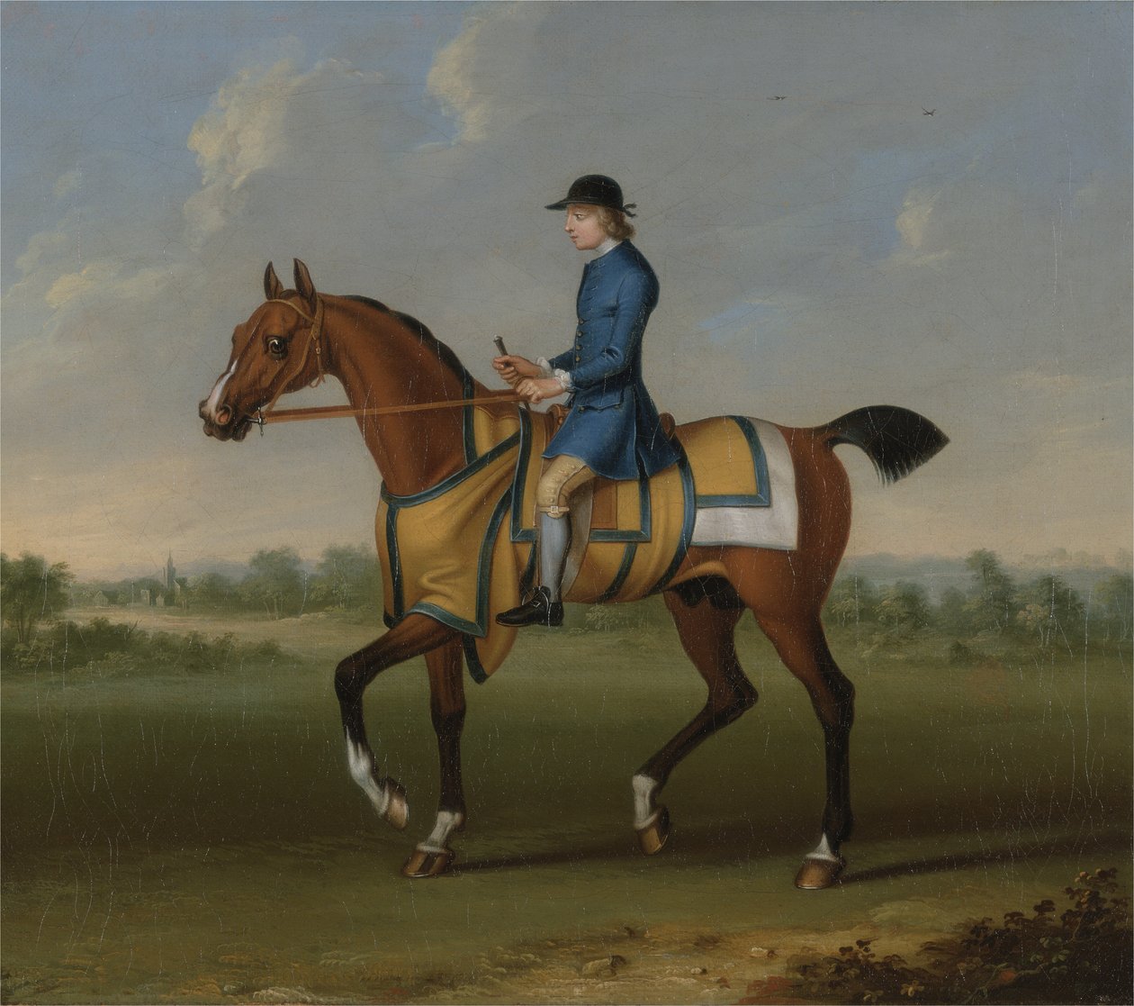 A Bay Racehorse مع Jockey Up (زيت على قماش) بواسطة جيمس سيمور