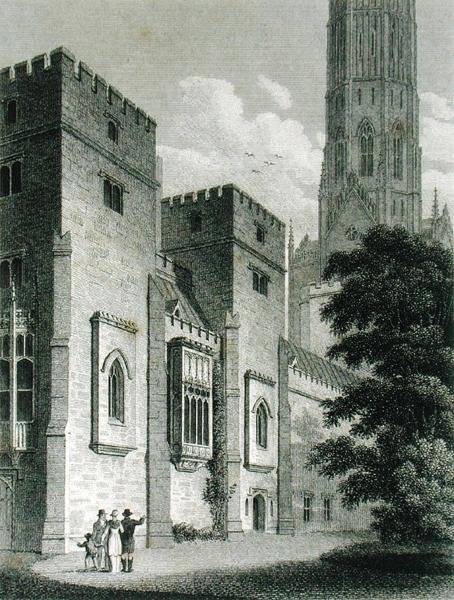 المنظر الجنوبي الشرقي من Fonthill Abbey ، نُشر عام 1812 (نقش) بواسطة جيمس ستورر