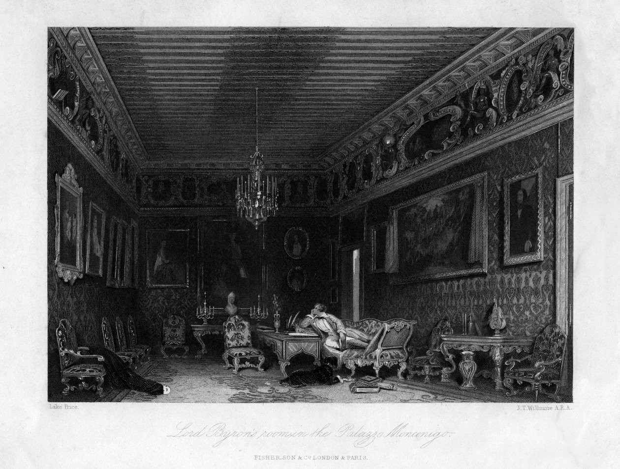 غرفة Lord Byrons في Palazzo Mocenigo ، البندقية ، إيطاليا ، القرن التاسع عشر. بواسطة جيمس تيبيتس ويلمور