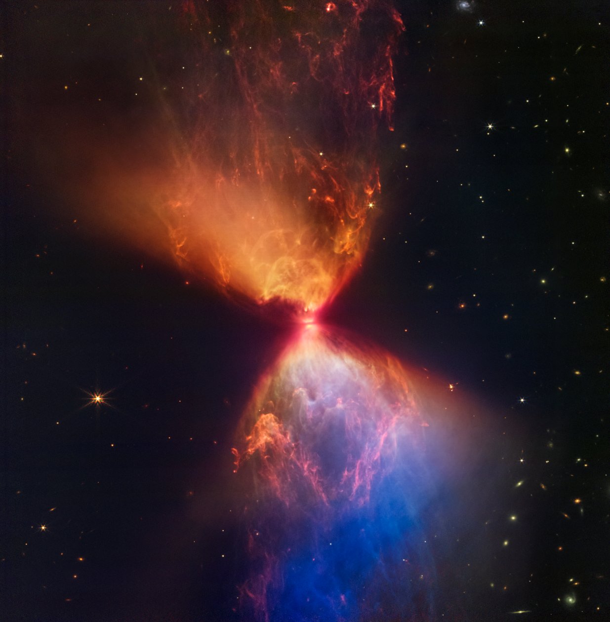 L1527 وProtostar (صورة NIRCam) بواسطة تلسكوب جيمس ويب الفضائي (ناسا)