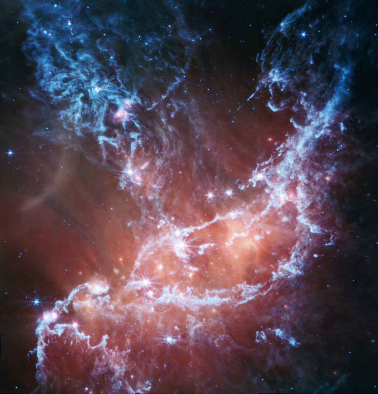 NGC 346 (صورة MIRI) بواسطة تلسكوب جيمس ويب الفضائي (ناسا)