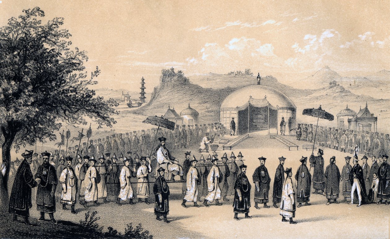مقاربة إمبراطور الصين لاستقبال السفير البريطاني 1847 بواسطة جيمس ويليام جايلز