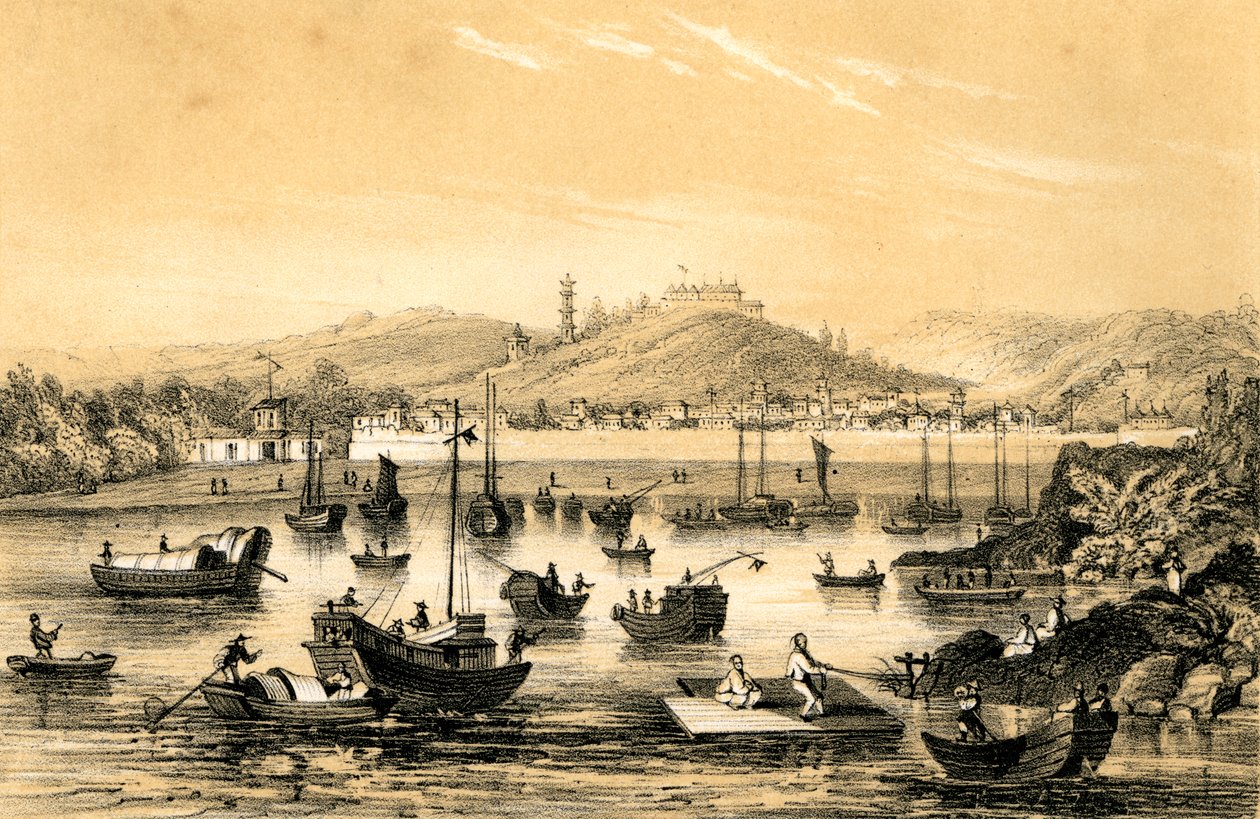نينغبو ، أحد الموانئ الخمسة التي فتحتها المعاهدة الأخيرة للتجارة البريطانية ، الصين ، 1847 بواسطة جيمس ويليام جايلز