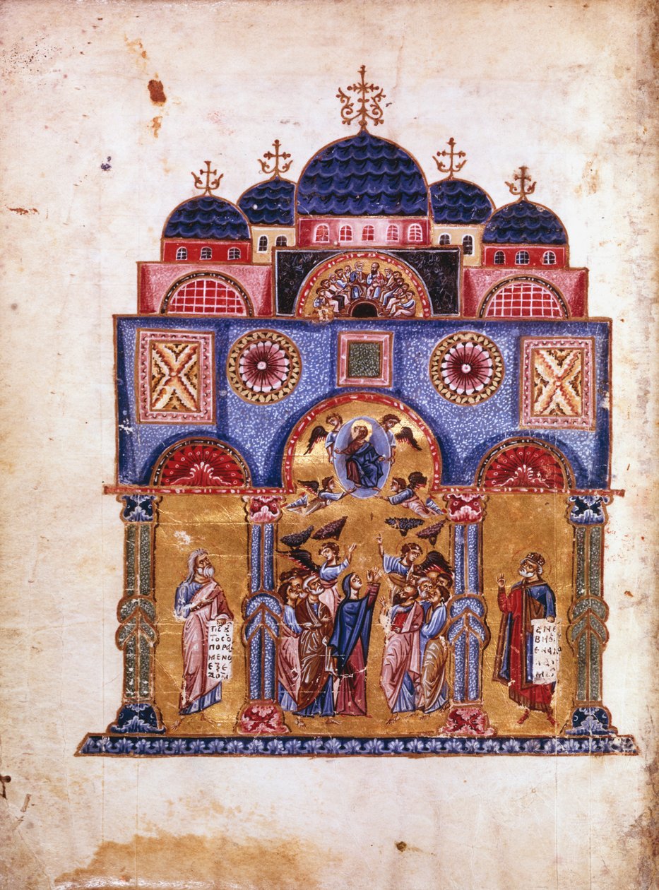 رسم توضيحي من عظات العذراء ، مخطوطة بيزنطية ، القرن الثاني عشر بواسطة جيمس كوكينوبافوس