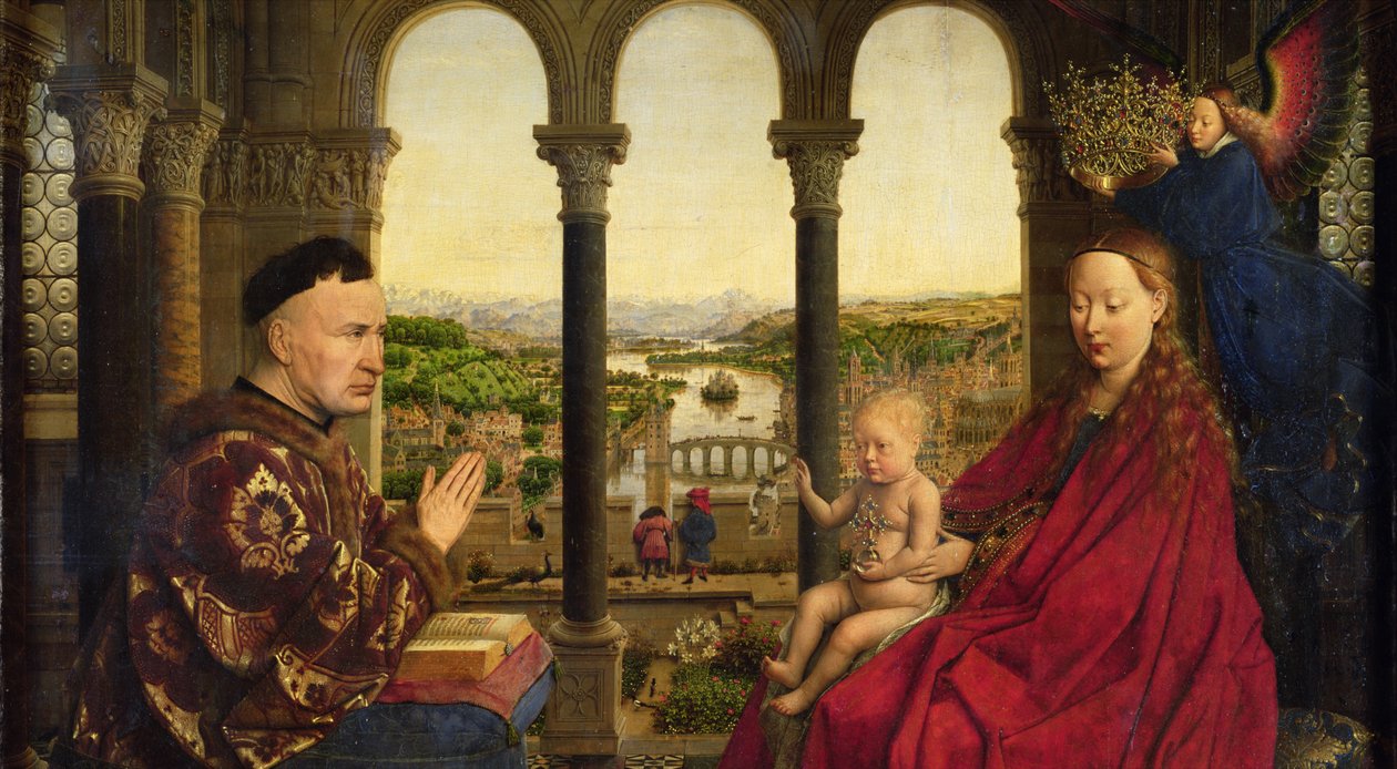 The Rolin Madonna (La Vierge au Chancellier Rolin) ، c.1435 (لوحة) (تفاصيل 2993) بواسطة جان فان إيك