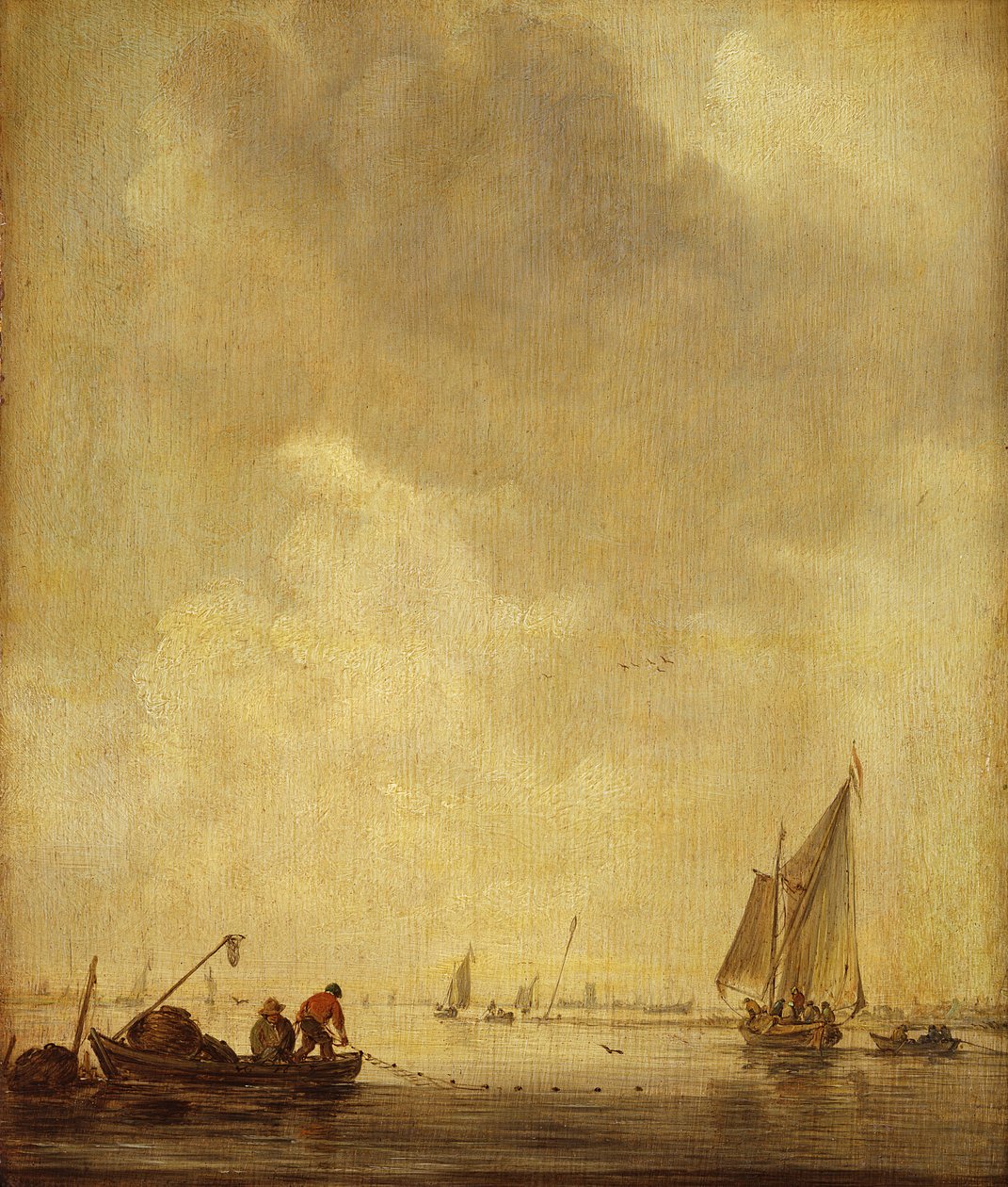 مشهد نهر ، مع وضع الصيادين للشبكة ، 1638 (زيت على خشب البلوط) بواسطة جان جوزيفز فان جوين