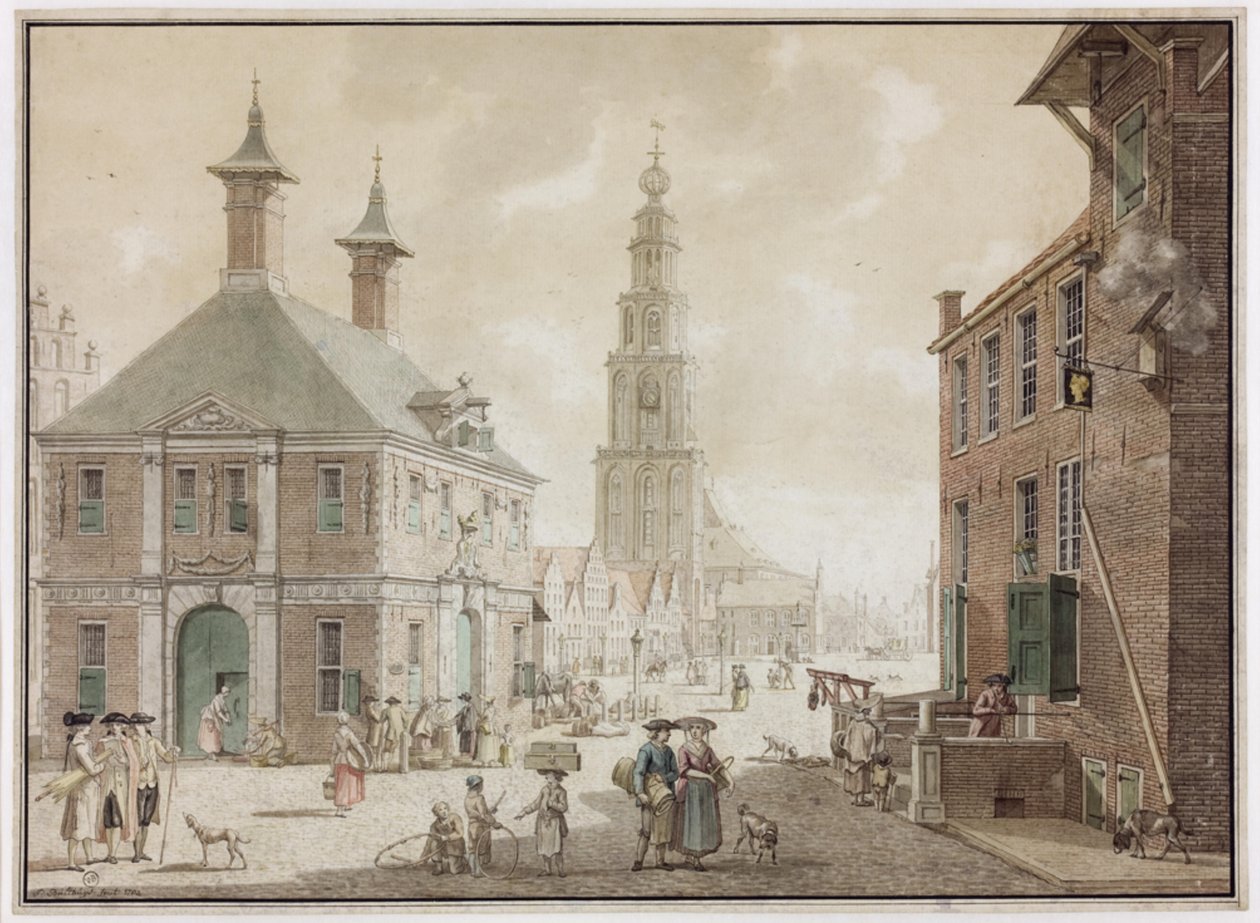 Grote Markt مع منزل وزن ونزل Het Gouden Hoofd بواسطة جان بولثويس