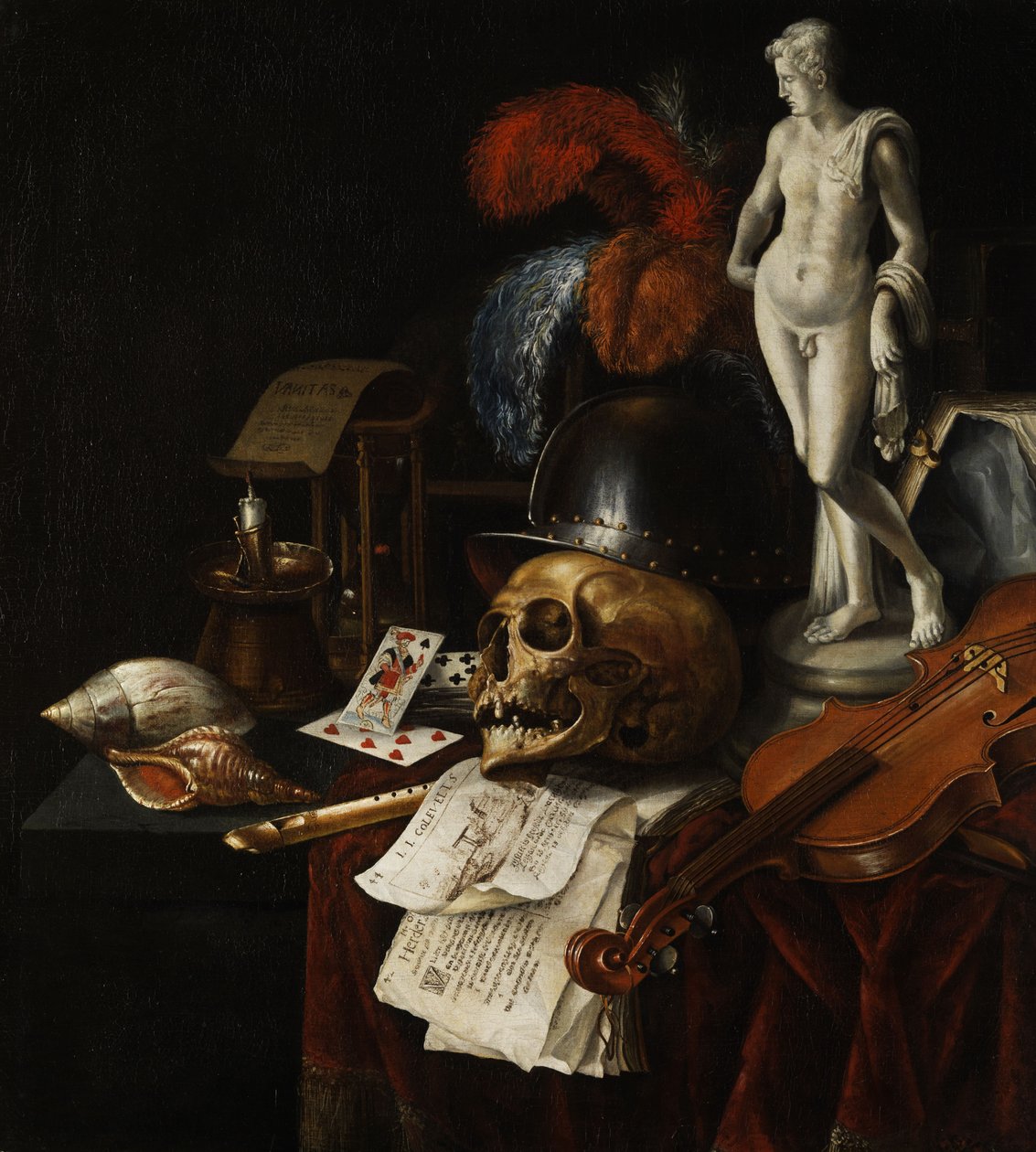 Vanitas لا تزال الحياة مع الجمجمة ولعب الورق بواسطة جان فريس
