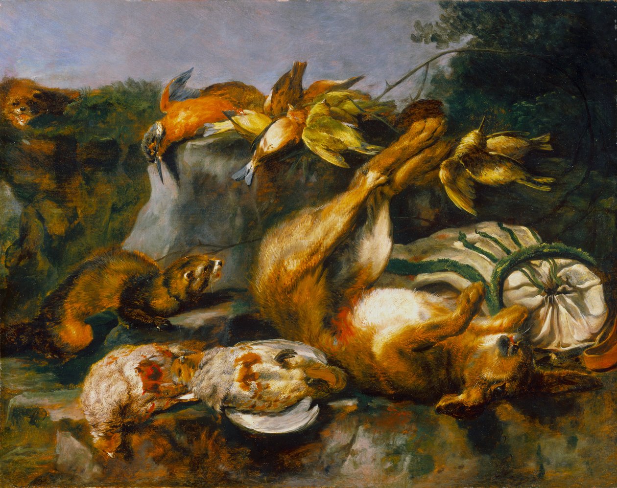 Dead Game and weasels، c.1642 (زيت على لوح بناء من قشرة خشب البلوط) بواسطة يان فيت