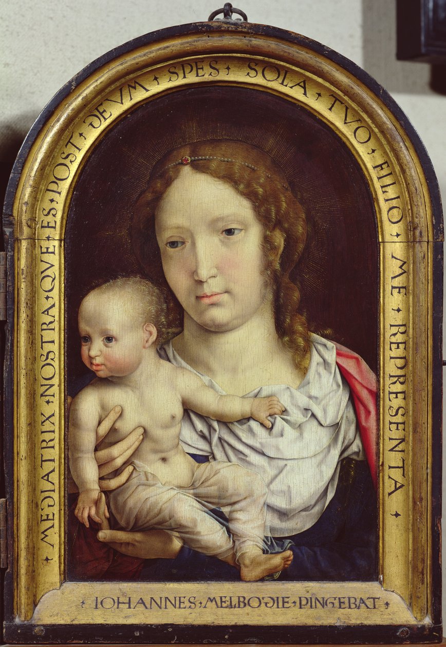 The Carondelet Diptych: اللوحة اليمنى التي تصور العذراء والطفل ، 1517 (انظر أيضًا 97189 und 210362) بواسطة يان جوسيرت