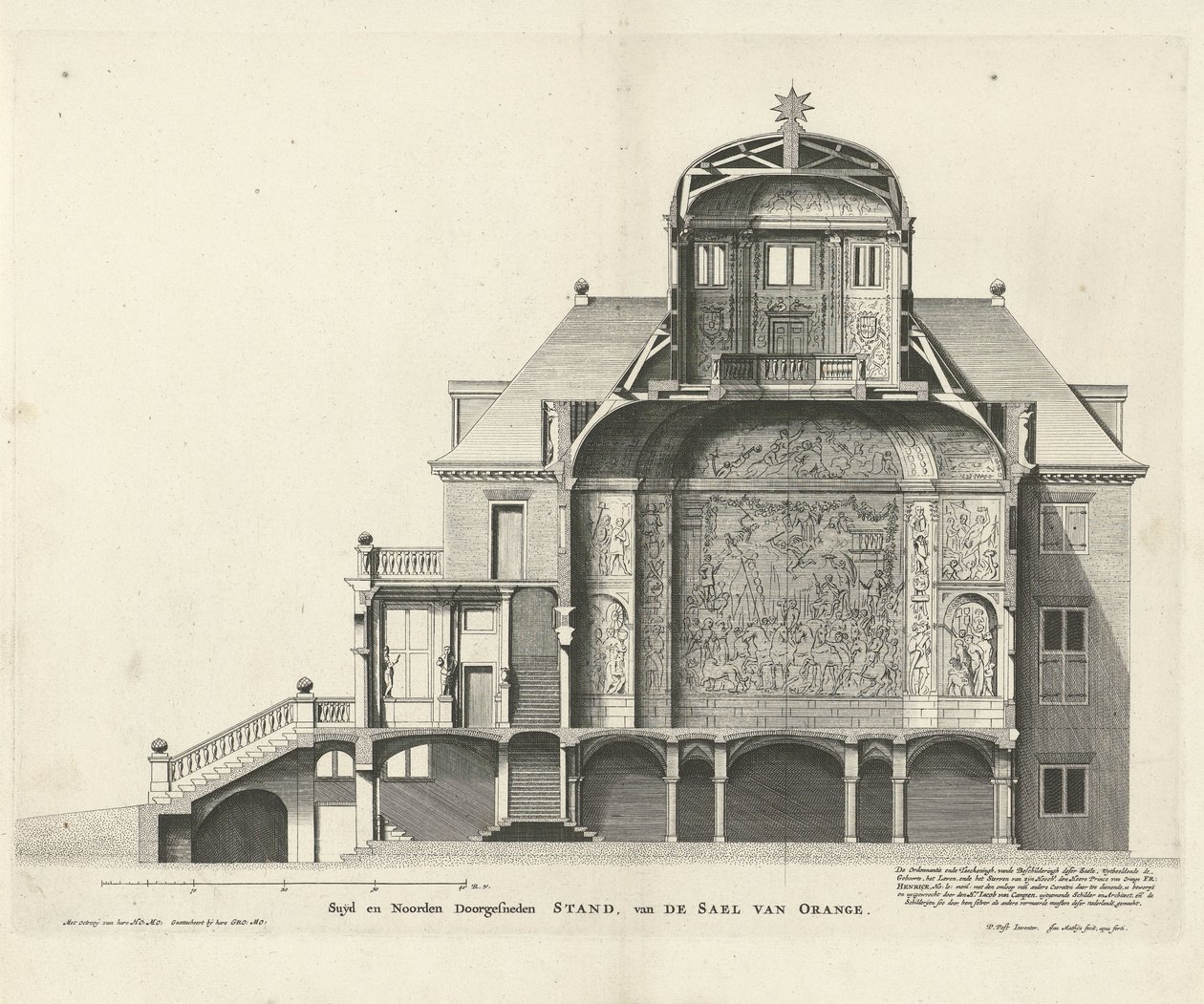 المقطع العرضي لـ Huis ten Bosch بواسطة Jan Mattysz. بعد تصميم من قبل بيتر جانز بوست ، 1655 بواسطة جان ماتيسز.