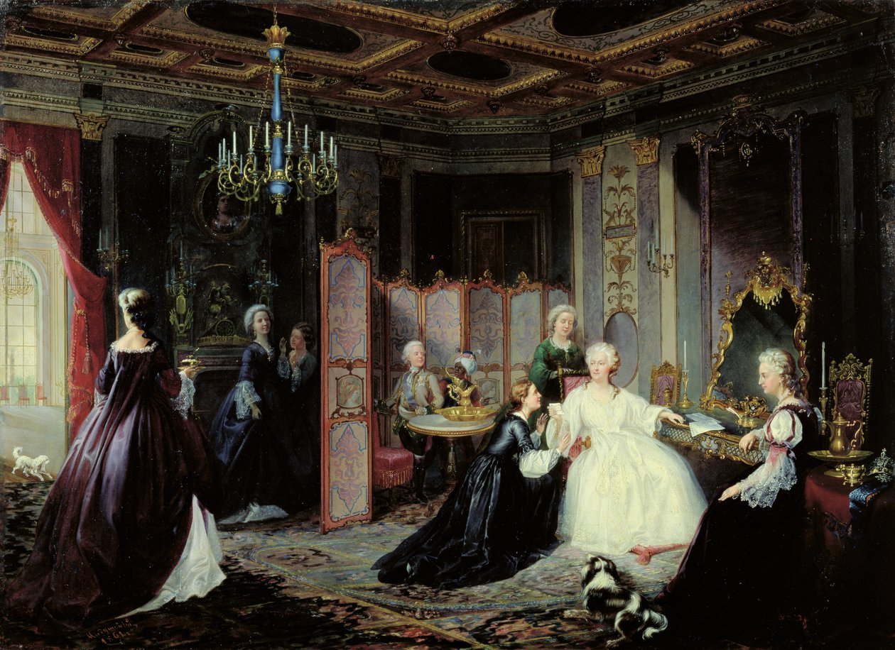 الإمبراطورة كاثرين العظيمة (1729-1996) تتلقى رسالة ، 1861 بواسطة Jan Ostoja Mioduszewski