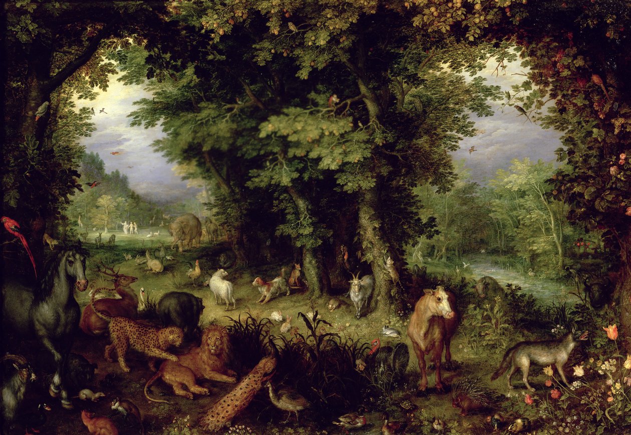 الأرض أو الجنة الأرضية ، 1607-08 (زيت على النحاس) بواسطة جان الأكبر بروغل