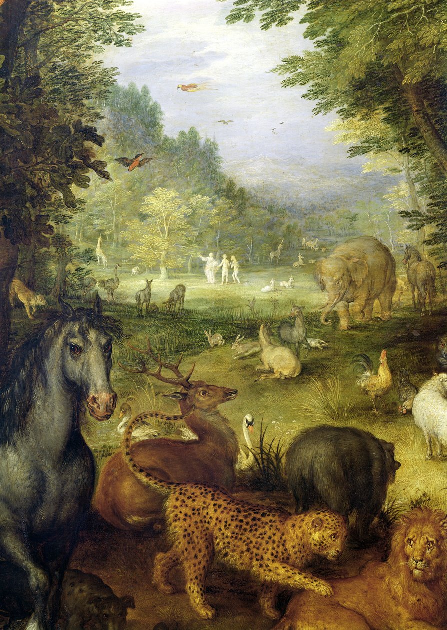 الأرض ، أو الجنة الأرضية ، تفاصيل الحيوانات ، 1607-08 (زيت على النحاس) بواسطة جان الأكبر بروغل