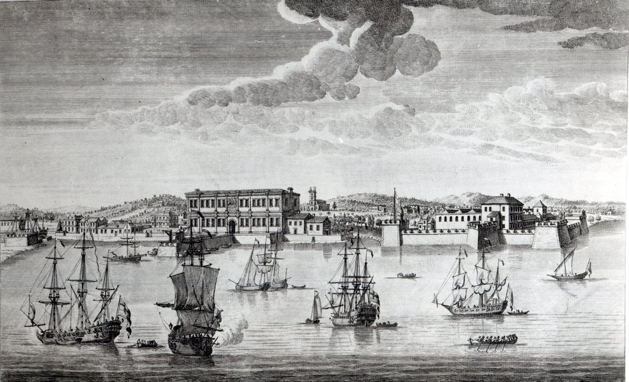 بومباي على ساحل مالابار التابع لشركة الهند الشرقية بإنجلترا ، 1754 بواسطة جان فان رين