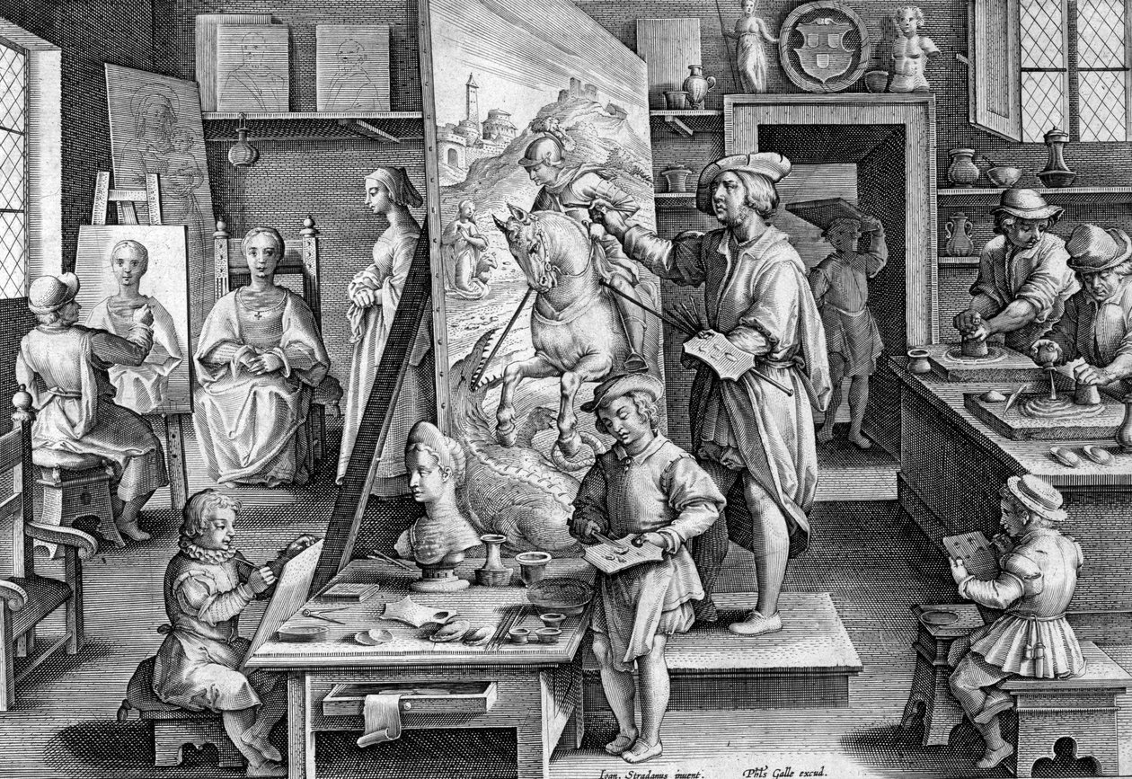 Color Olivi ، اللوحة 14 من "Nova Reperta" ، محفورة بواسطة Philip Galle ، c.1580-1605 بواسطة جان فان دير سترايت