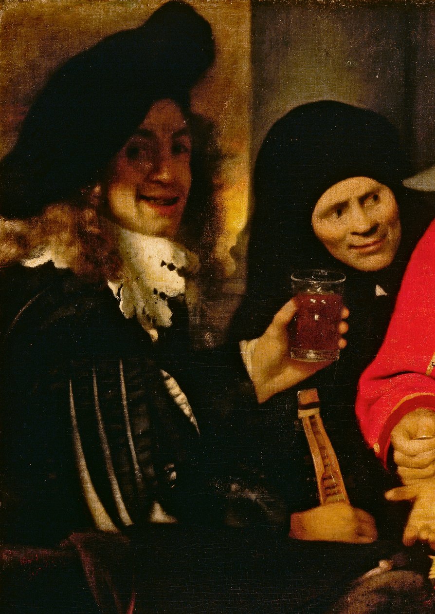 الموسيقي والوكيلة ، تفاصيل من The Procuress بواسطة جان فيرمير فان دلفت
